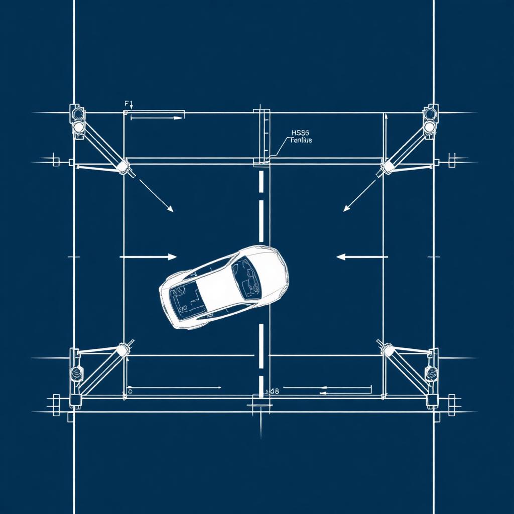Croquis técnico de una colisión de tránsito en una intersección